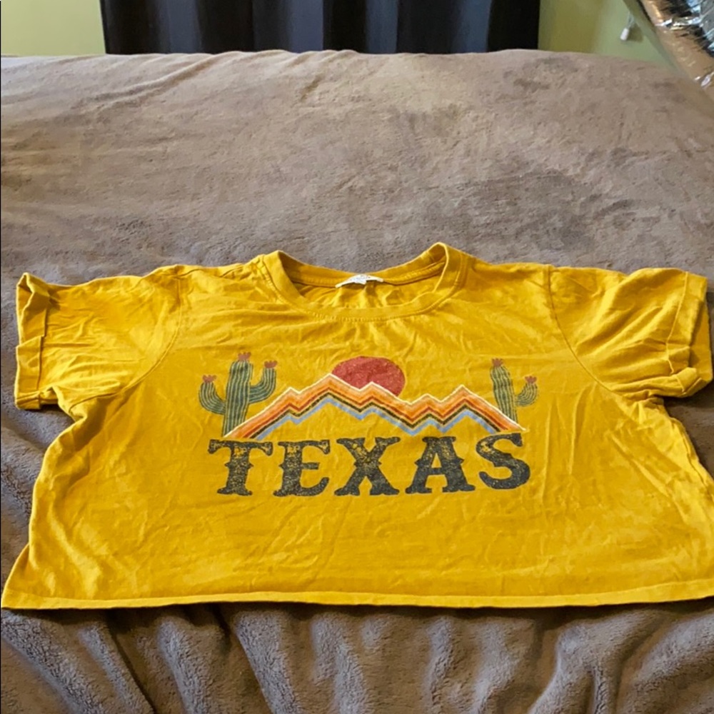 “Texas” Mustard Yellow Crop Tee